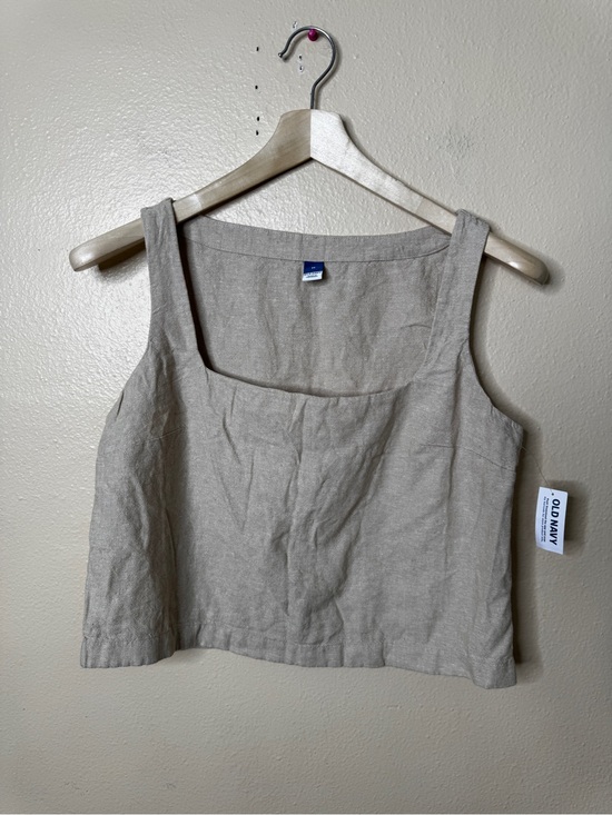 Old Navy Tops - Old Navy Shirt Women's Medium Beige Square Neck Linen-Blend Tank Top NWT
